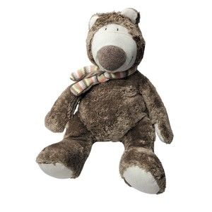 Emrad Creations Brown Grizzly Bear Plush 11" with Scarf Soft Stuffed Toy Animal